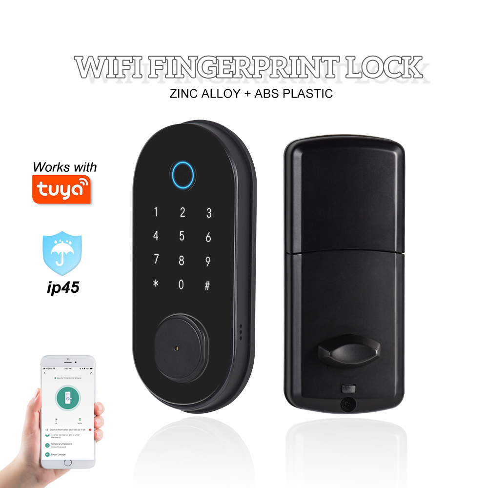 Small Black Zinc Alloy APP Fingerprint Key Card Unlock Smart Intelligent Lock For Sale