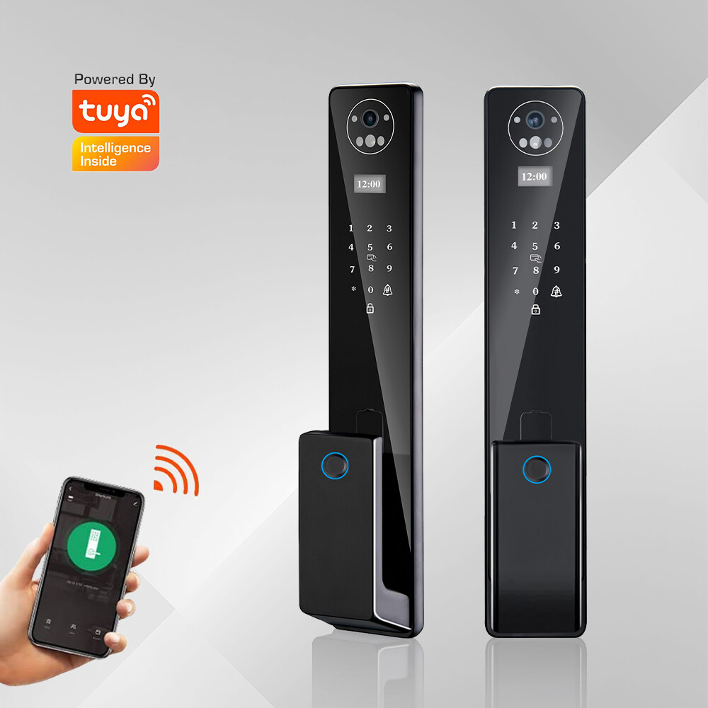 Elegent Black Zinc Alloy 3D Face ID Remote Doorbell TUYA WiFi Fingerprint Smart Face Lock For Wholesale