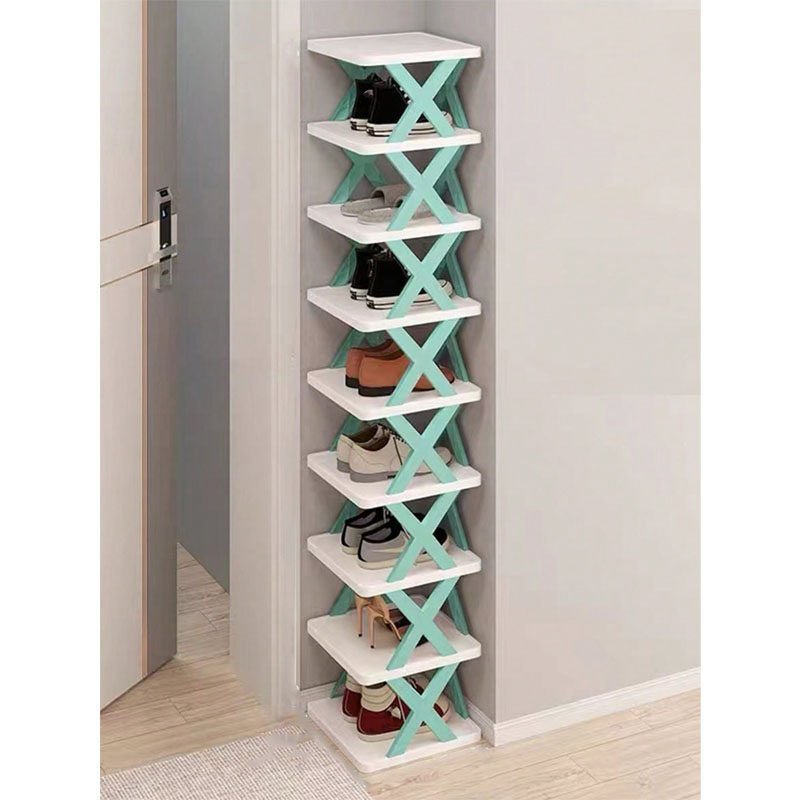 Blue 9-tier Easy-to-assemble Shoe Rack with Adjustable Shelves