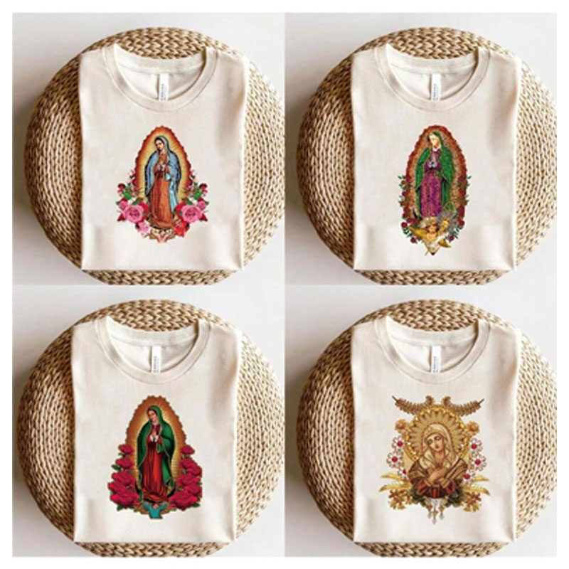 Virgin Mary Pegatizas de transferencia de calor para ropa Camiseta de impresión de bricolaje Decoración de parches de hierro