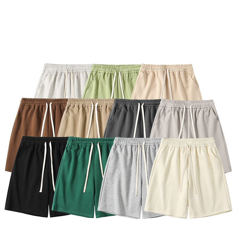 Summer Loose Cotton Blank Solid Color Men Shorts