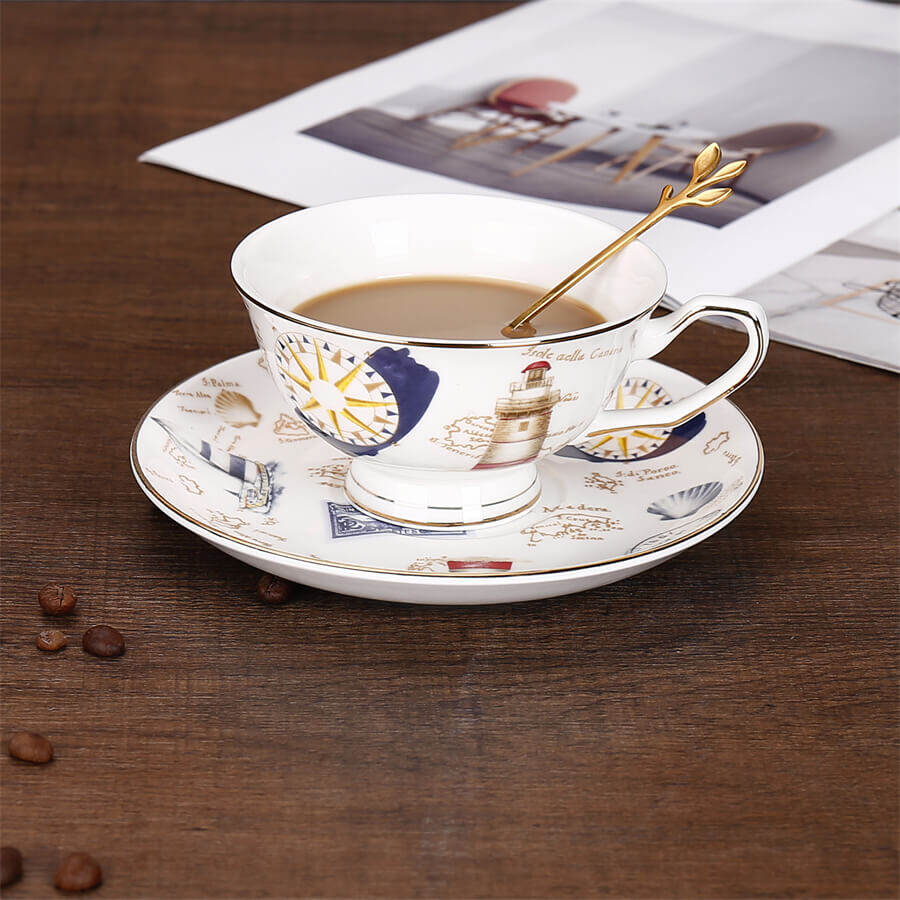 Bulk Cheap Tea Cups and Saucers with Gold Rim