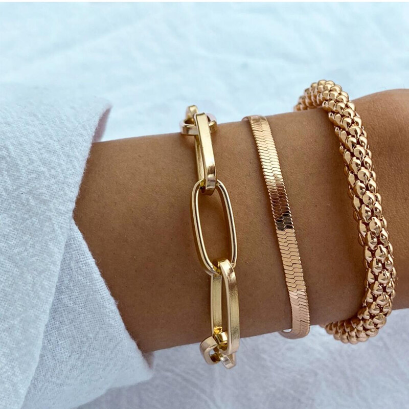 Pulseras de cadena gruesa de estilo punk y cadena de serpiente para mujeres