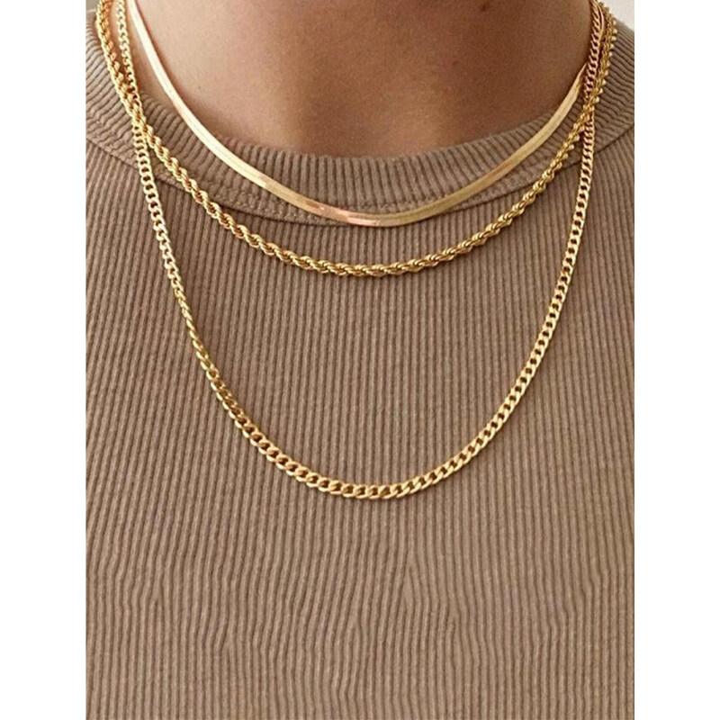 Collier de chaîne en couches minimalistes