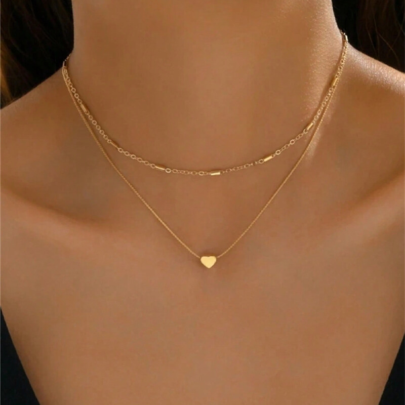 Collier de coeur à double couche