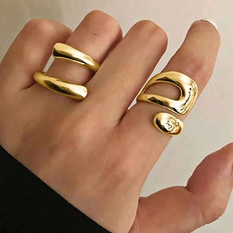 Anillo abierto geométrico minimalista para mujeres, metal de aleación