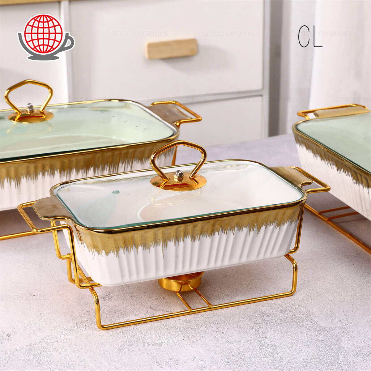 ceramic chafing dish buffet set, rectangular ceramic food warmer, ceramic chafer