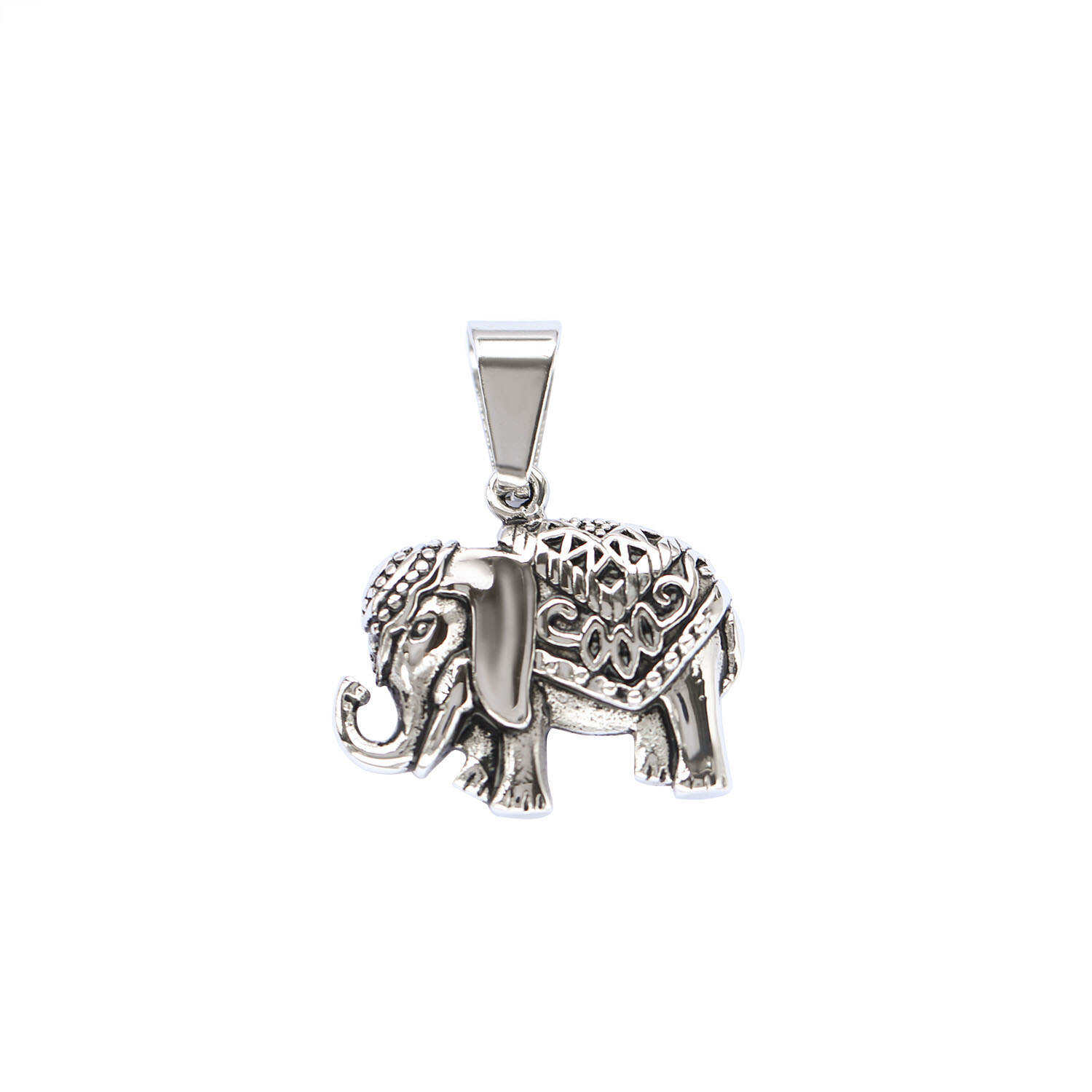 Cast stainless steel retro classic single-sided Indian and Thai six-tooth elephant male hip-hop necklace pendant jewelry