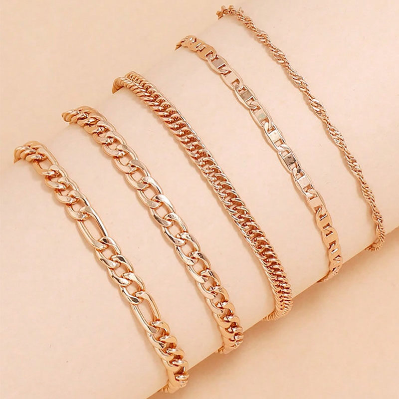 5pcs/set Anklet minimalista de moda para mujeres para vacaciones