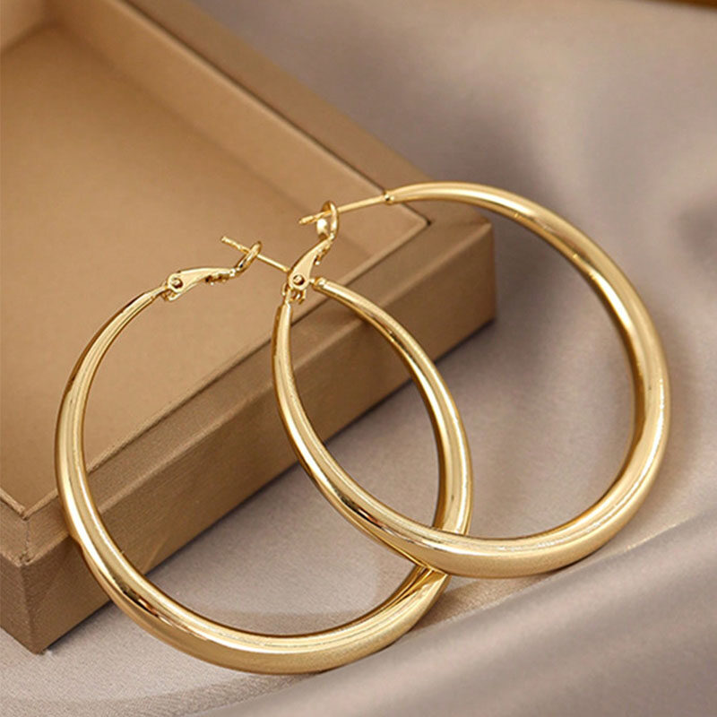 European And American Style Metallic Personalized Circle Design Earrings