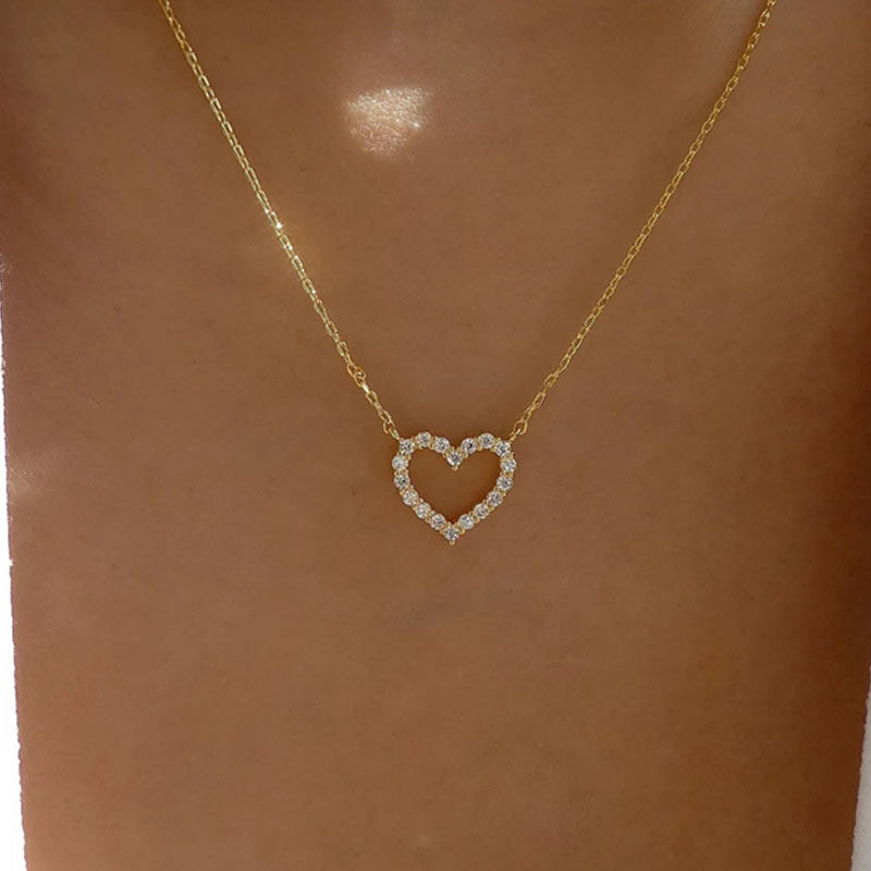 Rhinestone Heart Decor Necklace