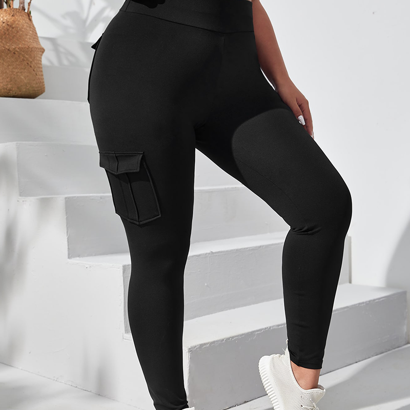 Yoga Basic Plus Wideband Waist Flap Pocket Sports Leggings