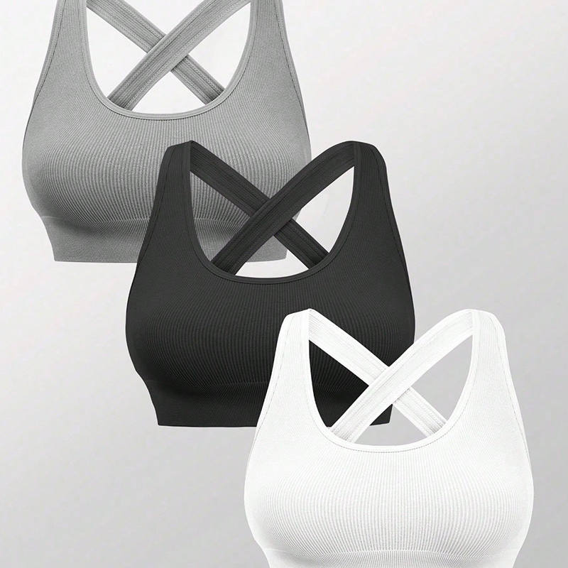 3pcs Criss Cross Sports Sports Bra