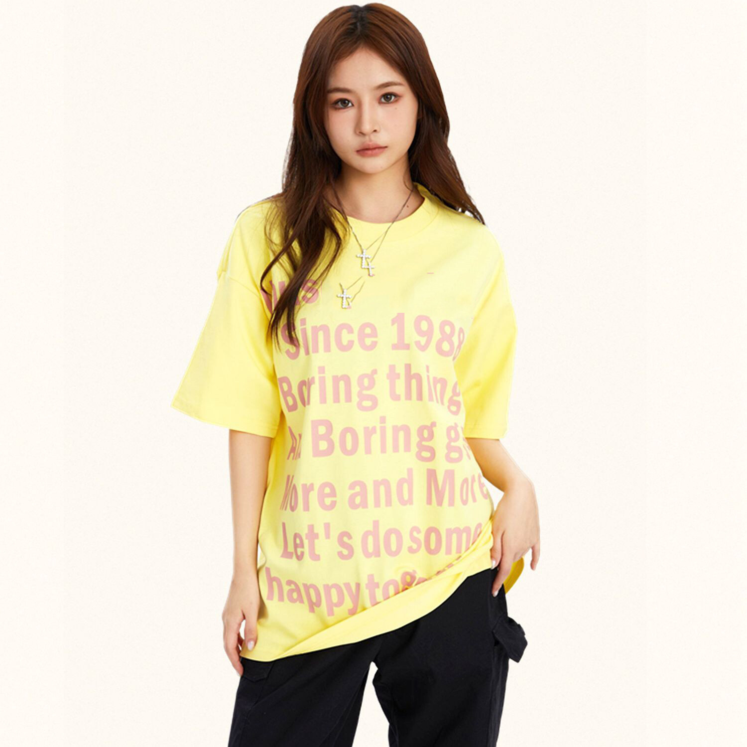 Oversized Full Printing Logo Women T Shirt