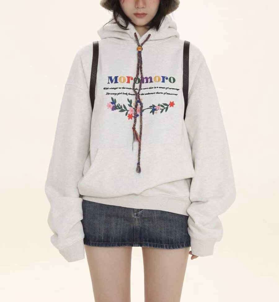 Pullover Embroidery Logo Loose Oversized Women Hoodie