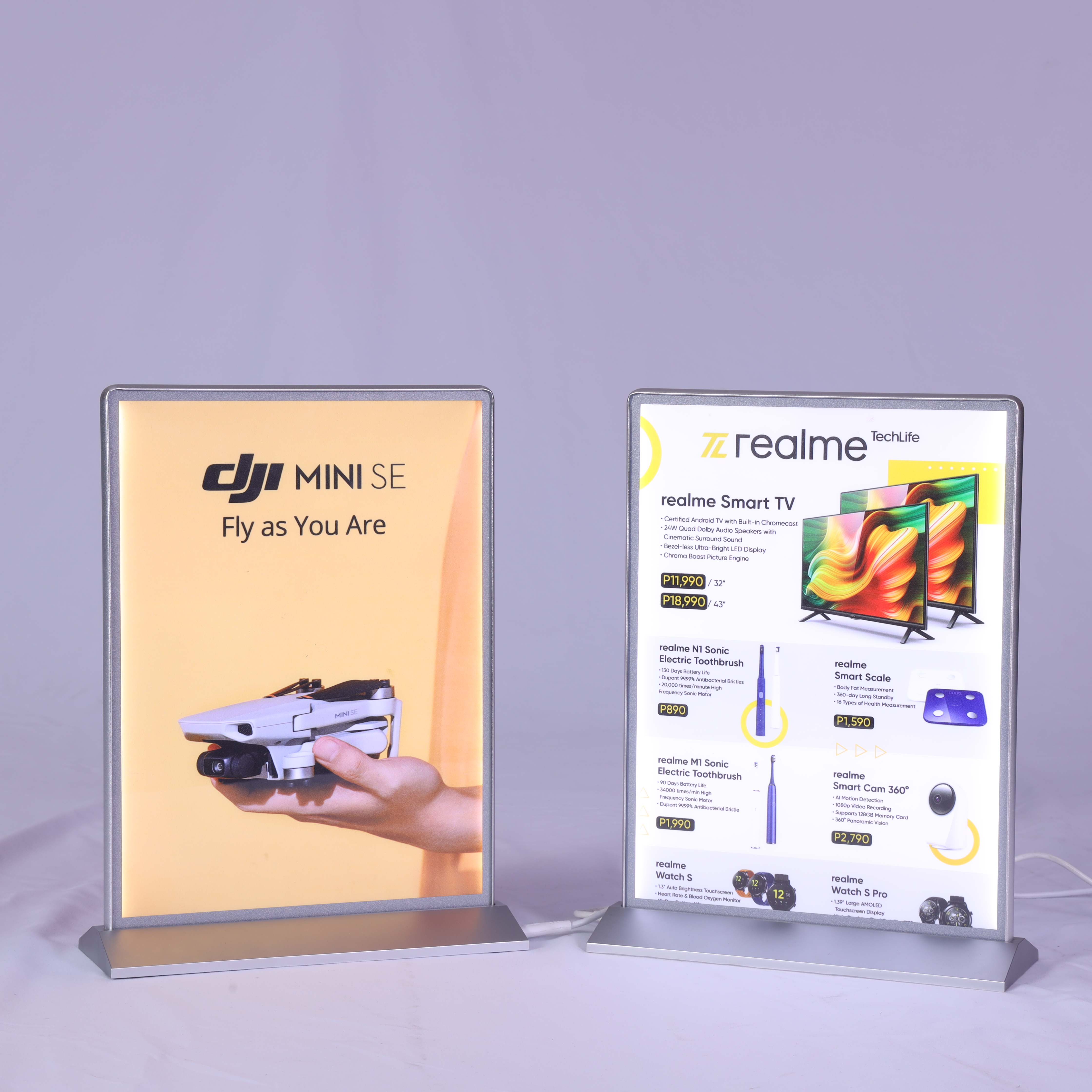 Double sided rechargeable A4 A5 led menu holder poster frame