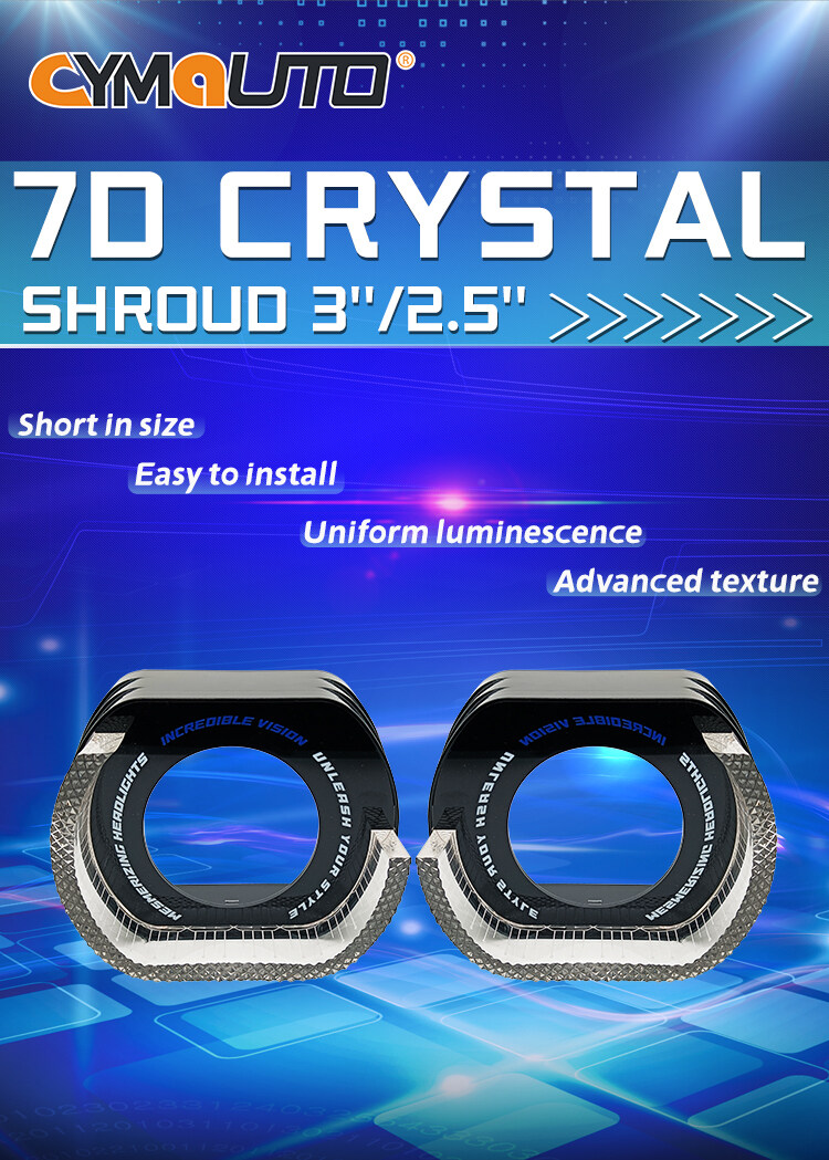 New CYMAUTO Crystal 7D Shroud Light Guide Integrated Cover WRGB Mode 2.5 Inch Modified Angel Eye