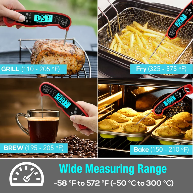 Food Probe Thermometers: Dual Display for Fahrenheit and Celsius Scales