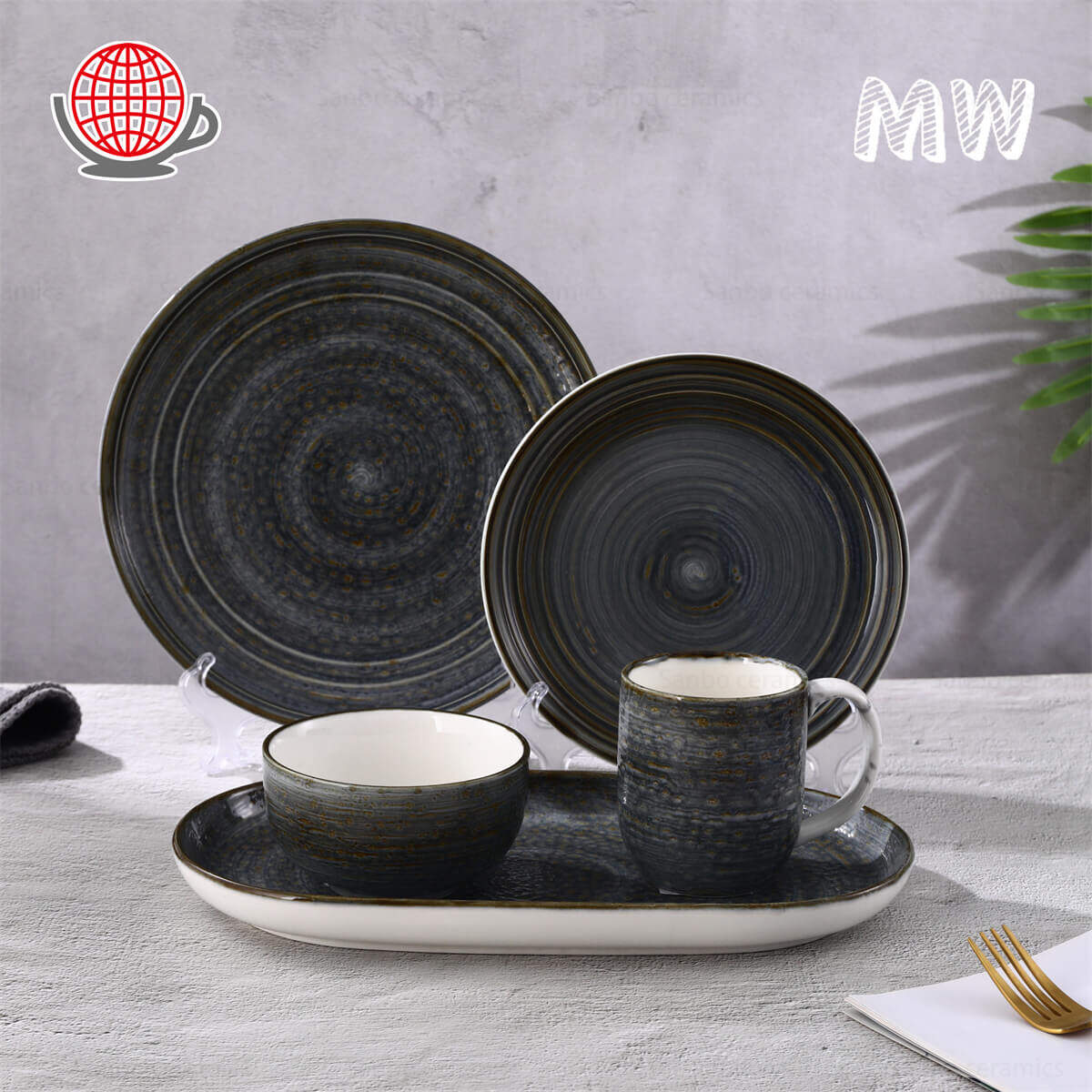 Japanese Style Brown Dinnerware Sets for Hotel Restaurant