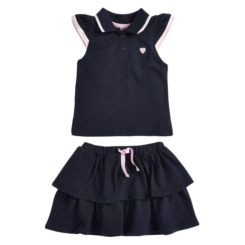 Girls' summer cotton knitted children's short skirt two-piece set