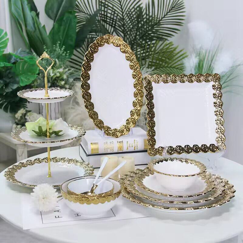 Customized Premium Dinnerware with Gilt Rose Rim