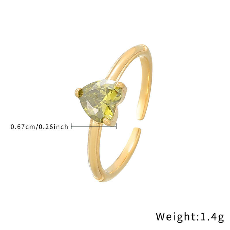 Cross-border popular love ring for women, sweet, light and luxurious, irregular colored zircon, high-end opening ins index ring