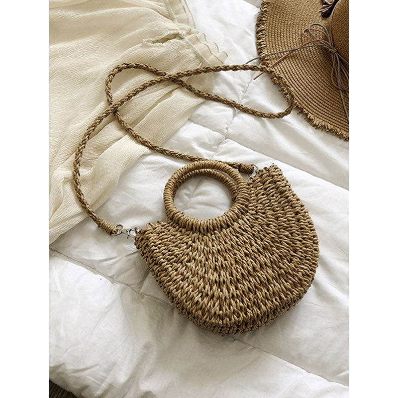 Lightweight Half-Round Women's Summer Crossbody Woven Bag