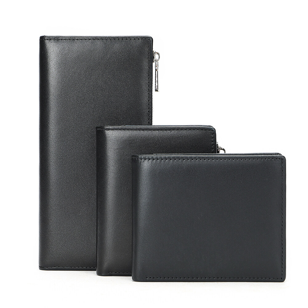 NIUCUNZH Genuine Leather Men Slim Bifold Wallet Men Credit Card Holder with Money Clip Leather Zipper Coin Purse Wallet Man