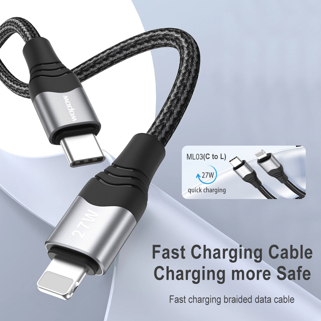 Fast charging braided data cable C to L  ML03