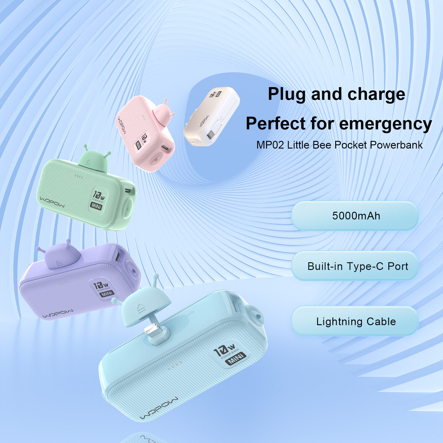 mini wireless power bank, pixy mini power bank, little bee mini power bank oem