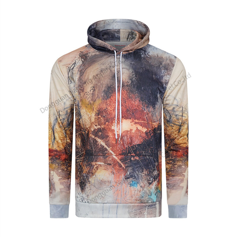 Custom Polyester Sublimation 3D Digital Printing Long Sleeve With Pocket Men Pullover Hoodie