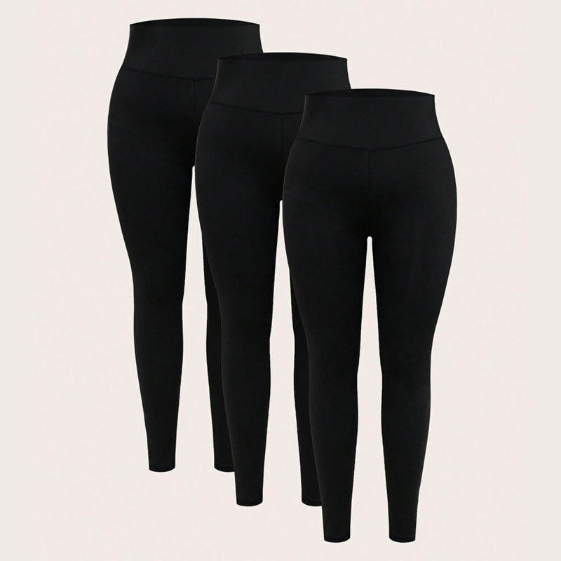 Plus 3pcs Wideband Waist Sports Leggings