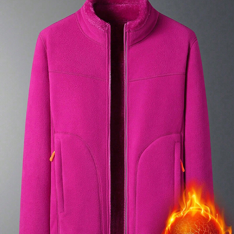 女性の温かいフリースジャケット両面コーラルフリースコート