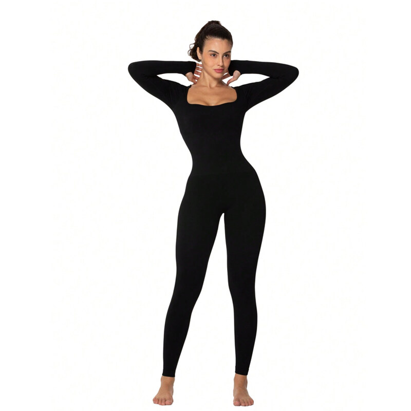 Seamless Yoga Jumpsuit Athletic Long Sleeve Yoga Suit For Women