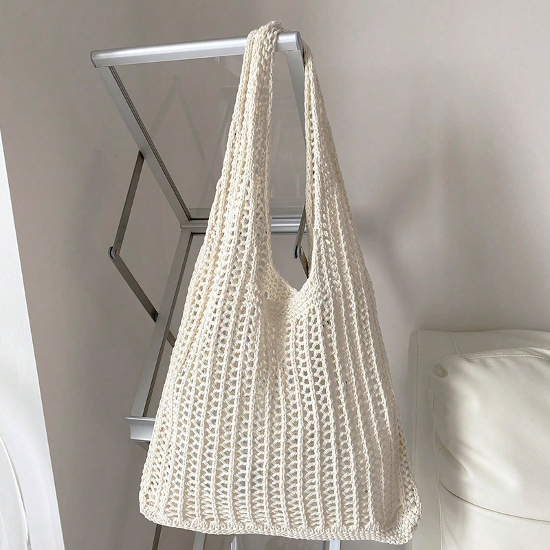 Bolsa de crochê de design casual e oco para mulheres