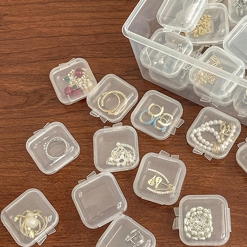 Caja de almacenamiento de joyería transparente Caja de organización portátil multifuncional
