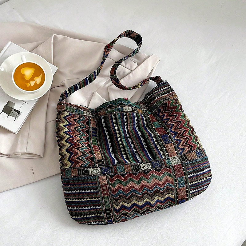 Bolsa de ombro feminina casual Boho