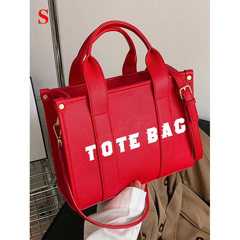 Portable Square Trendy Letter Print Tote Bag For Women