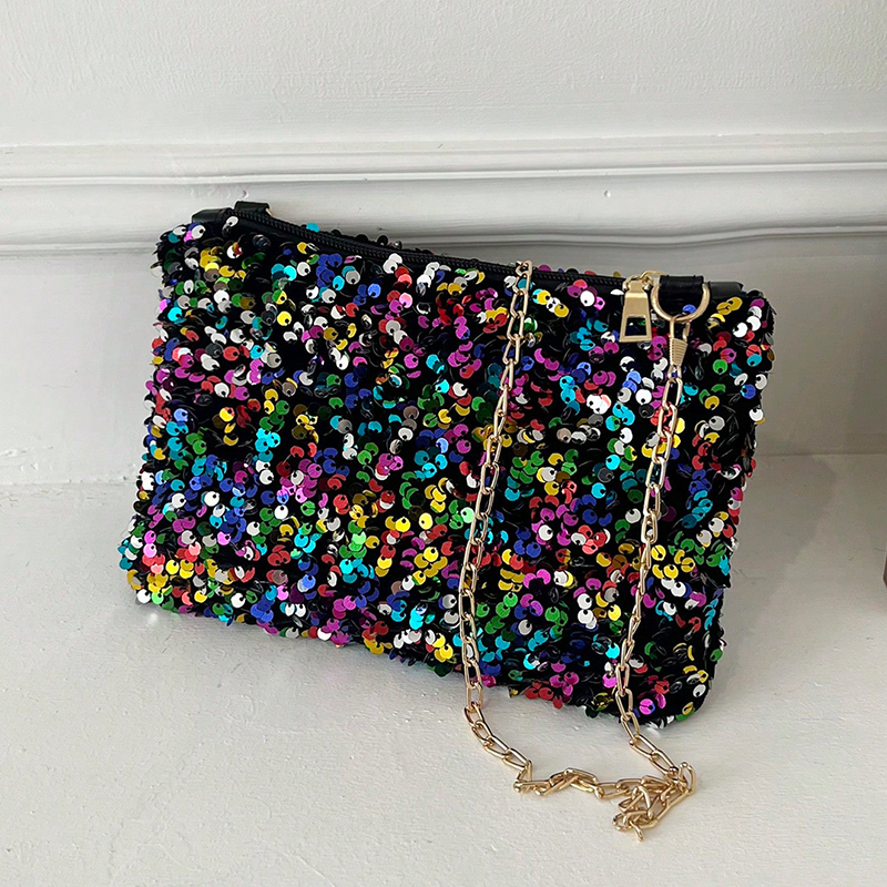 Bolsa de embreagem de glitter multicolorida