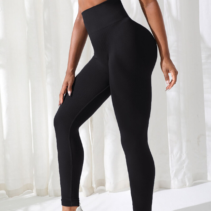 Leggings de cintura de banda ancha sólida y de yoga básica