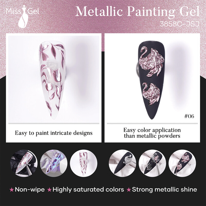 Mirror Chrome Gel esmalte, gel de pintura metálica, esmalte de uñas con efecto cromado, pintura de gel metálico, etiqueta privada gel cromado, fabricante de gel cromado