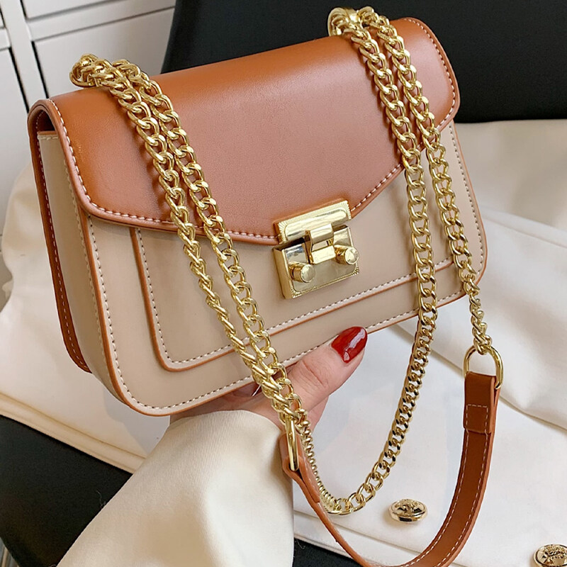 Mini Push Lock Chain Decor Flap Square Bag