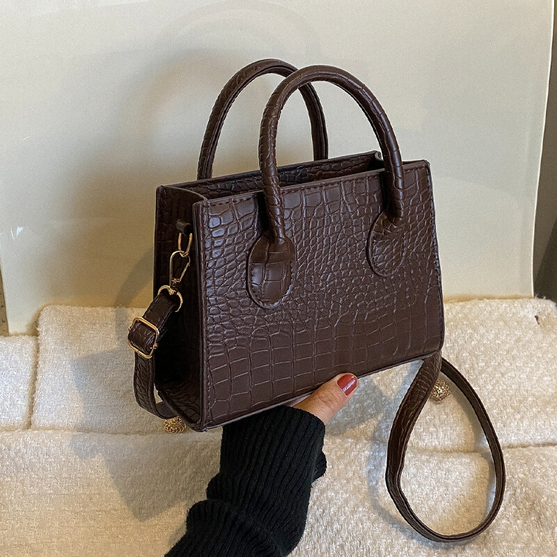 Crocodile Embossed Square Bag