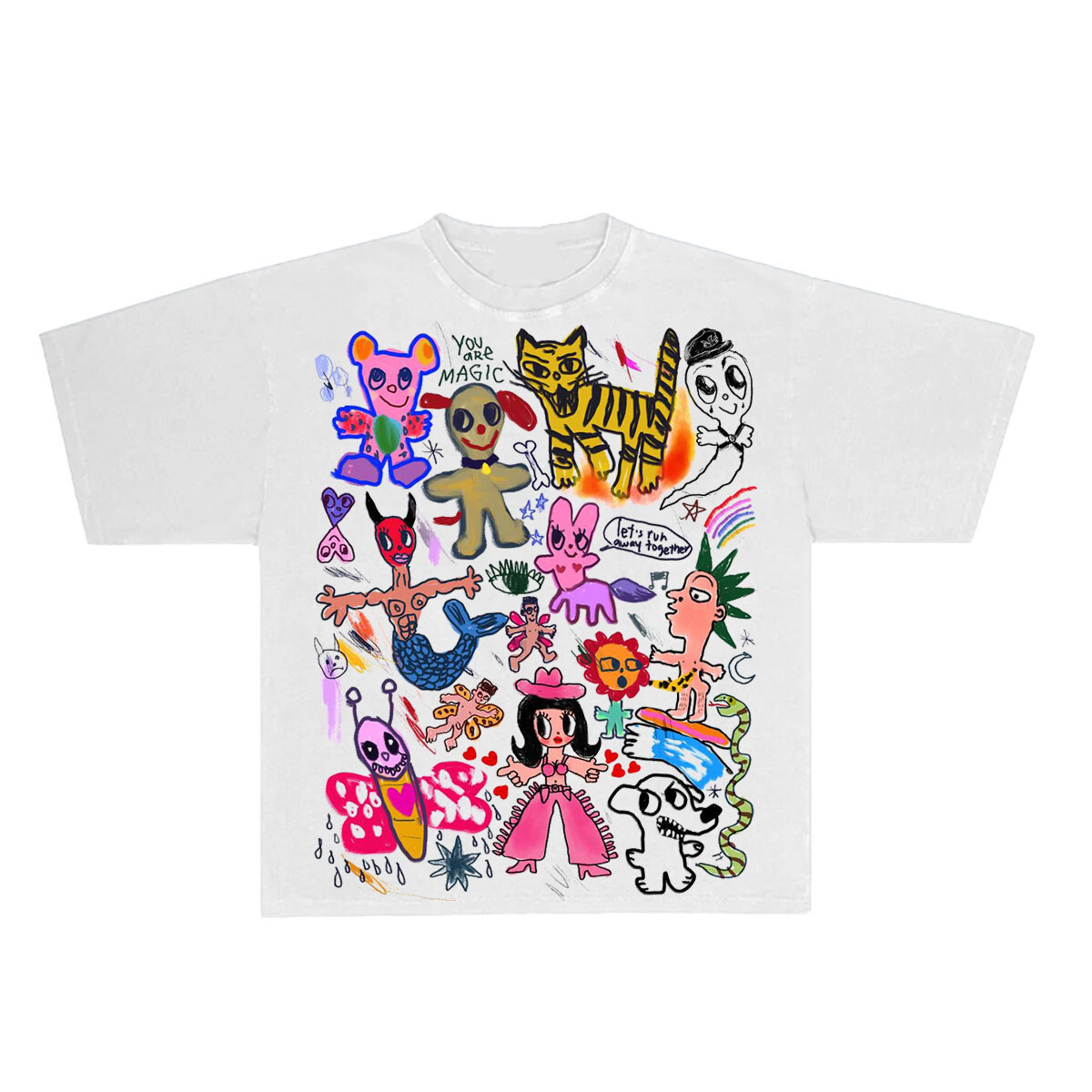 Custom Colorful Printing Cartoon Big Logo Oversized Unisex T Shirt