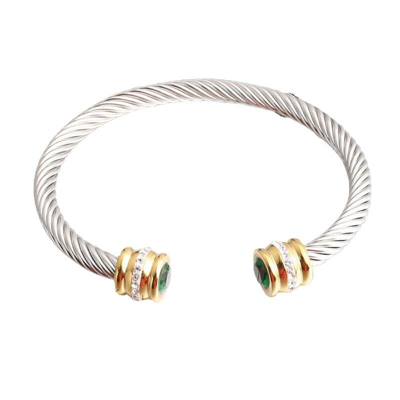 Titanium steel bracelet for women colorful diamond silver jewelry wholesale factory supply stone golden stainless bracelet