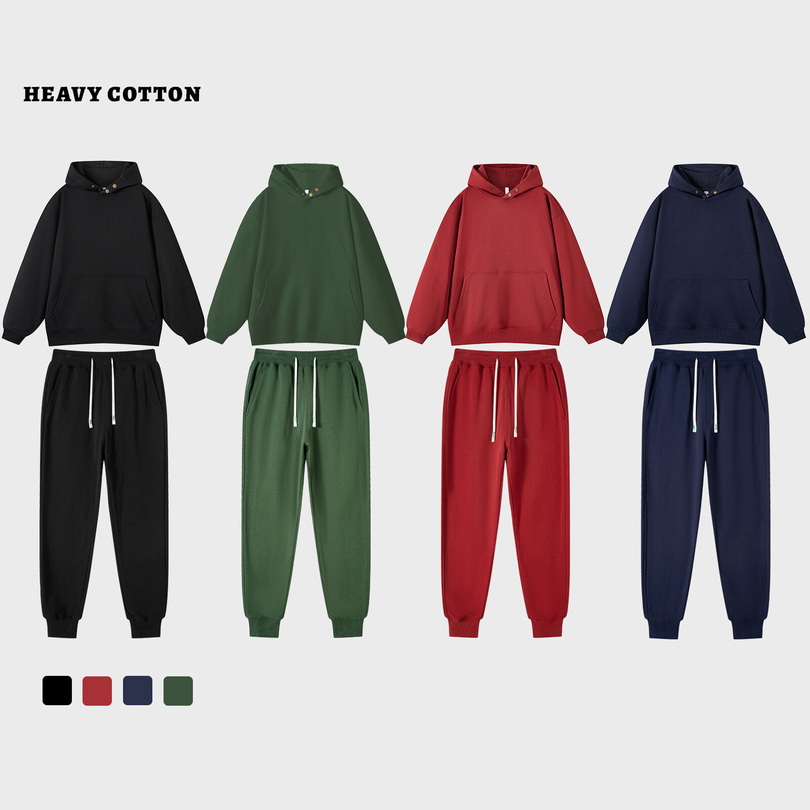 Custom Logo Heavy Weight Men Hoodie and Joggers Sets