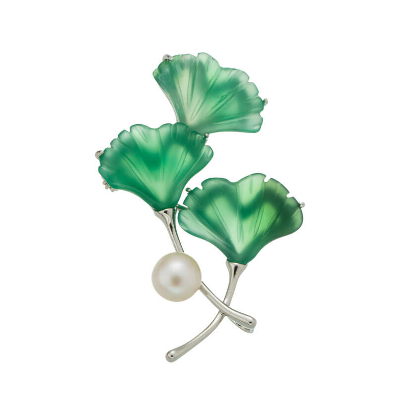 Fashionable and elegant ginkgo leaf brooch, high-end, exquisite and light luxury leaf corsage, Sansheng is retro and high-end