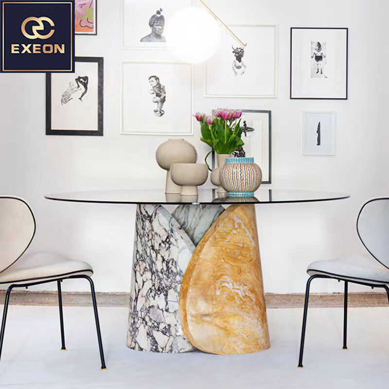 Modern tempered glass round dining table