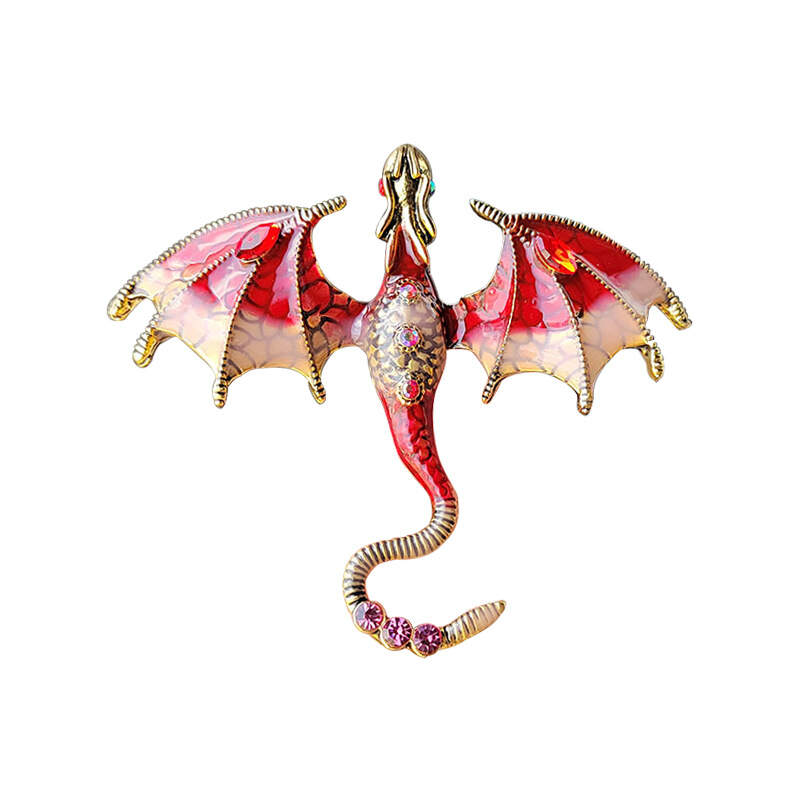 Niche enamel dragon brooch European and American fashion diamond animal brooch cross-border hot sale corsage versatile brooches