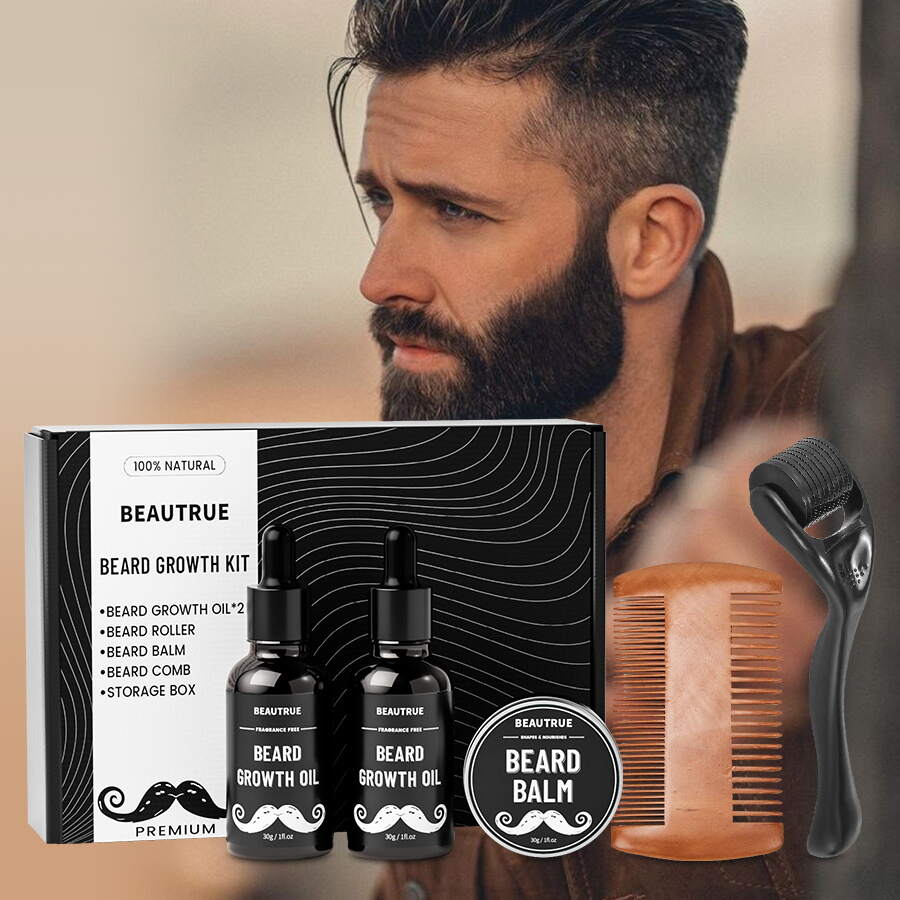 YOUR LOGO Beard Growth Kit Beard Balm Beard Growth Oil,Anniversary & Birthday Gifts for Men Him Boyfriend Husband Dad